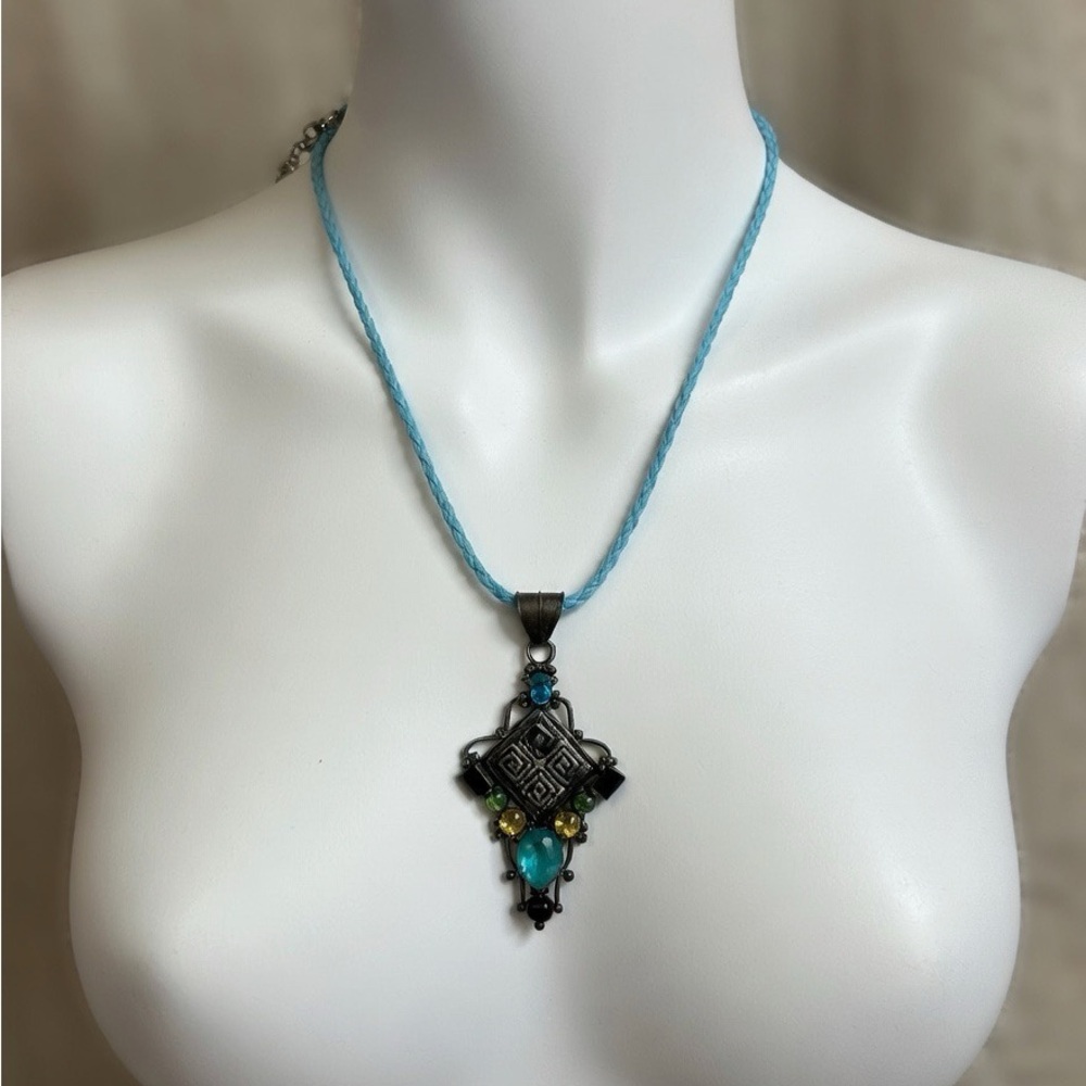 Blue and Gold Pendant Necklace